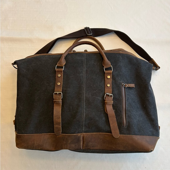 bluboon travel duffel bag canvas leather overnight bag Mount Blue Duffle | Duffle purpose use Campbell Canvas Duffel Bag